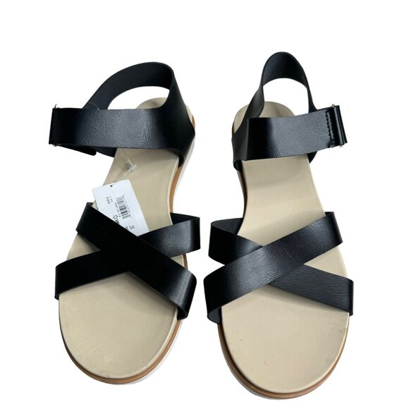 Time And Tru Womens Black Sandals Size 11  Adjustable Straps Comfortable - Picture 1 of 9